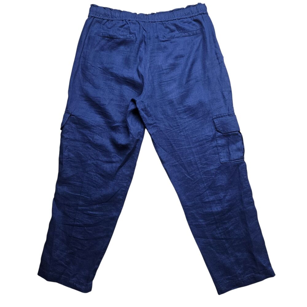 Tommy Bahama Womens Small Blue Linen Cargo Pants Drawstring Crop Summer Resort - Picture 8 of 10